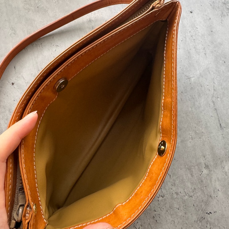 中古Celine Macadam老花腋下包 單肩包 手提包 棕色真皮-15