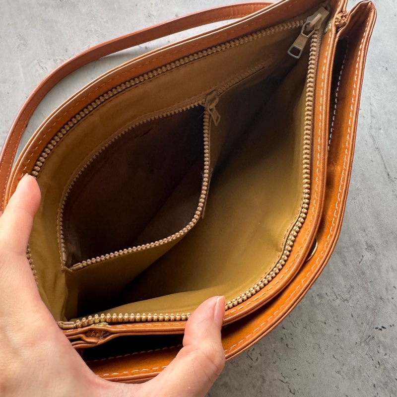 中古Celine Macadam老花腋下包 單肩包 手提包 棕色真皮-18