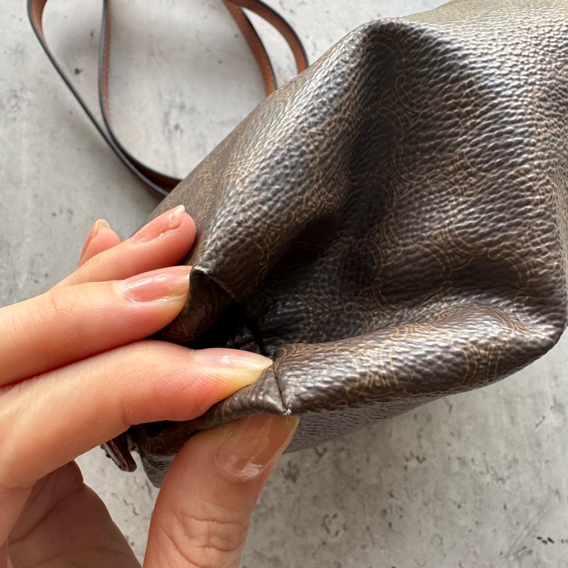 Celine Macadam 老花雲朵包 腋下包 真皮棕色 防水-9