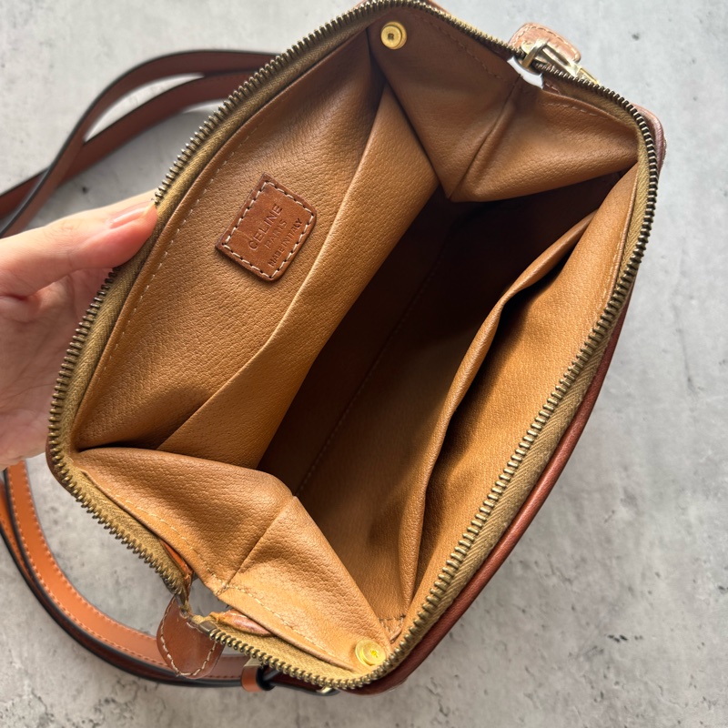 Celine Macadam 老花雲朵包 腋下包 真皮棕色 防水-18