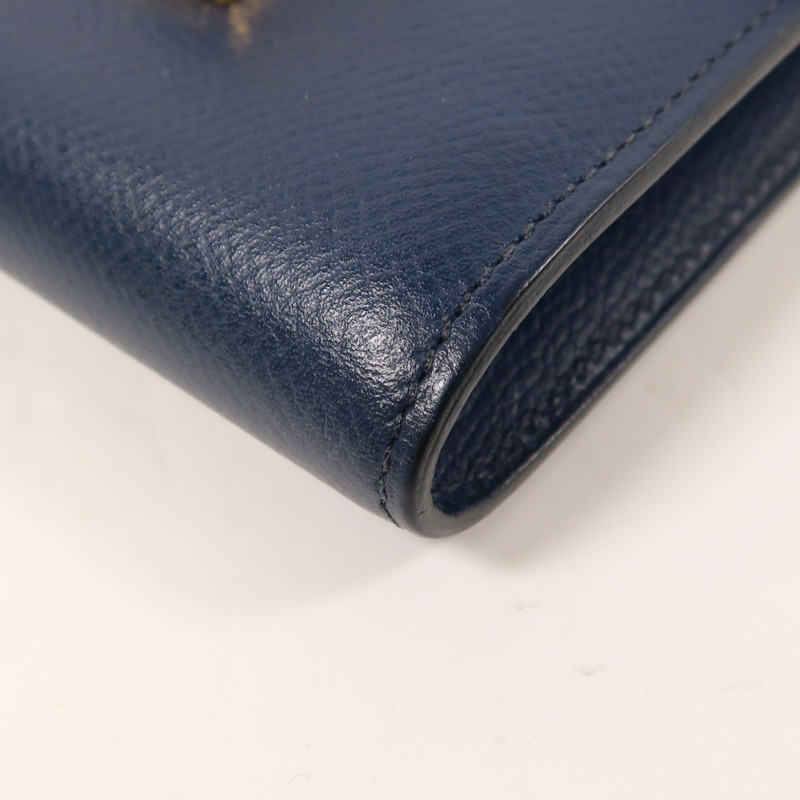 HERMES Epsom皮革Constance Compact Wallet金扣錢包Bleu Saphir-8