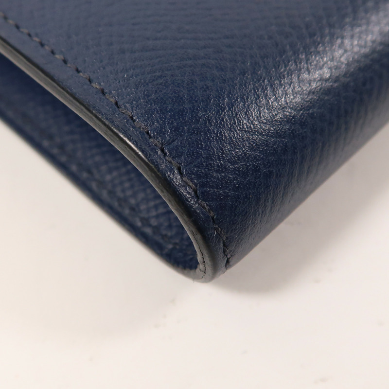 HERMES Epsom皮革Constance Compact Wallet金扣錢包Bleu Saphir-9