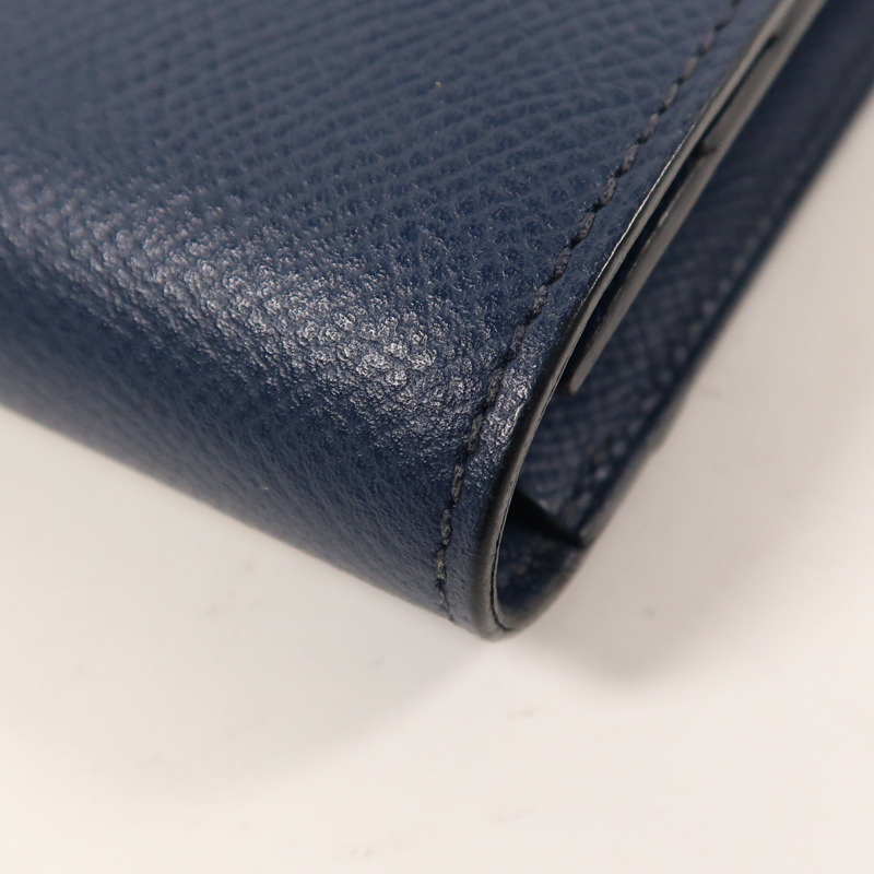 HERMES Epsom皮革Constance Compact Wallet金扣錢包Bleu Saphir-10