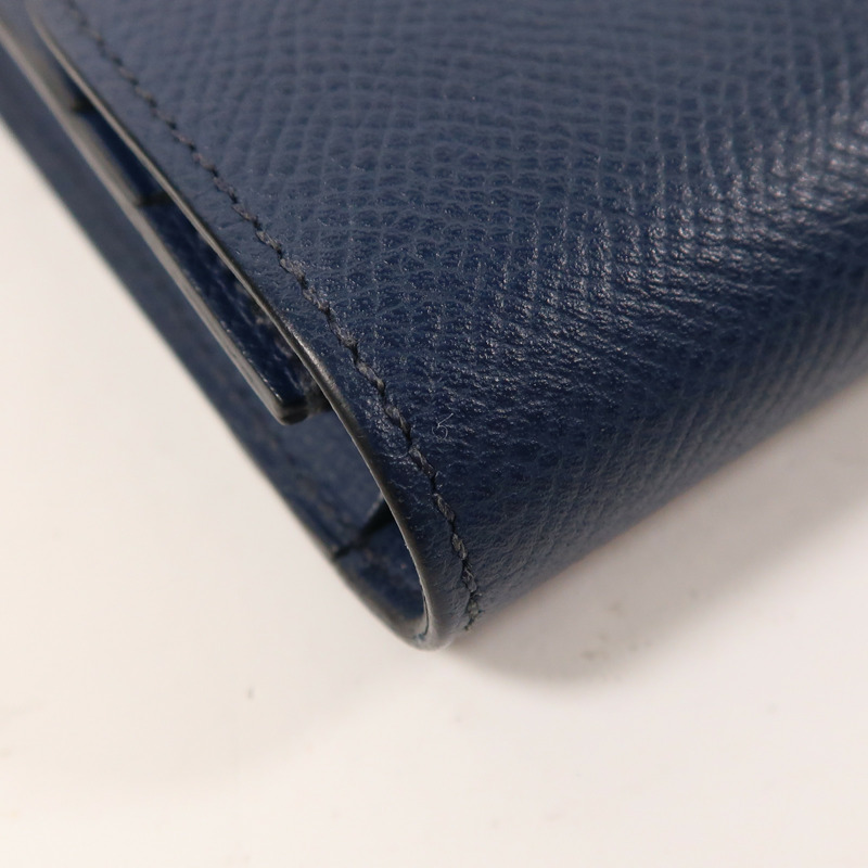 HERMES Epsom皮革Constance Compact Wallet金扣錢包Bleu Saphir-11