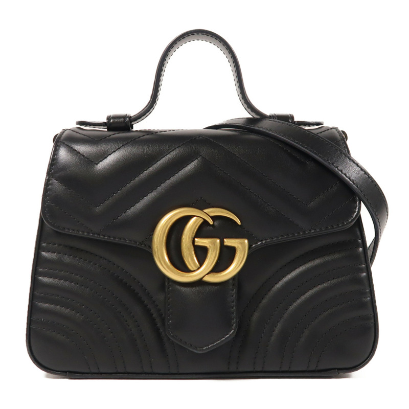 GUCCI 牛皮皮革GG Marmont金扣手挽肩背兩用袋-0