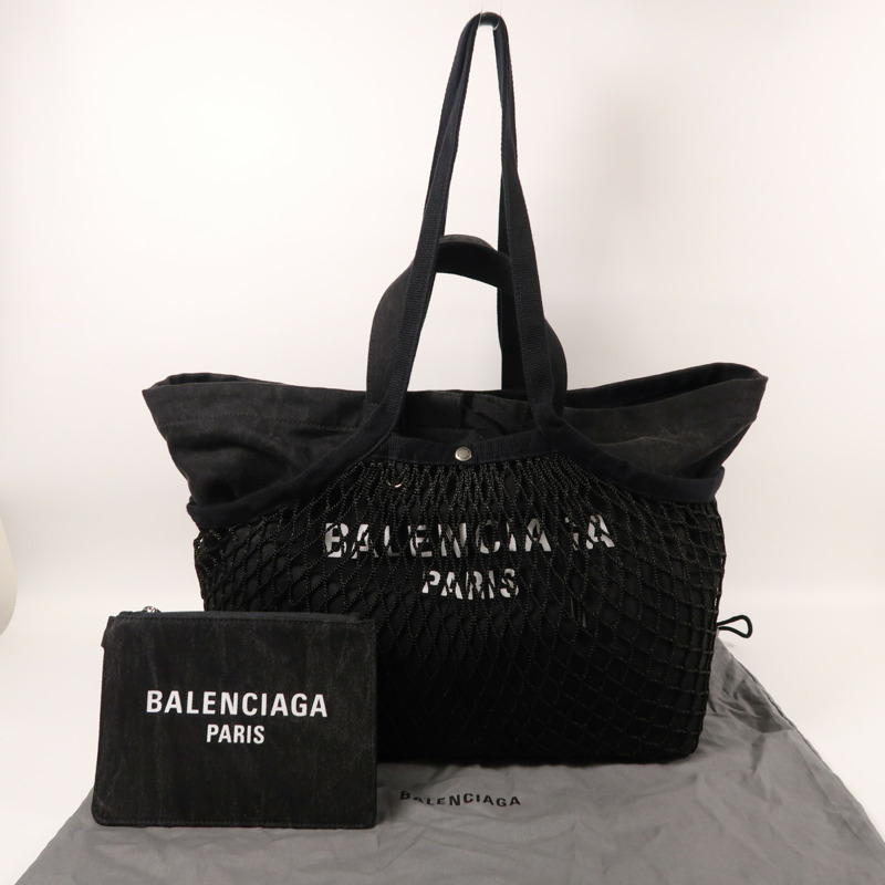 BALENCIAGA 帆布Tote Bag銀扣手挽肩背兩用袋-8