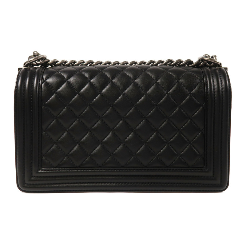 CHANEL 羊皮皮革Boy 25銀扣鏈帶肩背袋-1