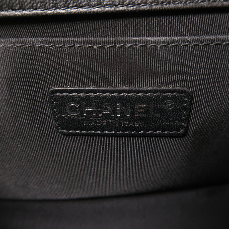 CHANEL 羊皮皮革Boy 25銀扣鏈帶肩背袋-5