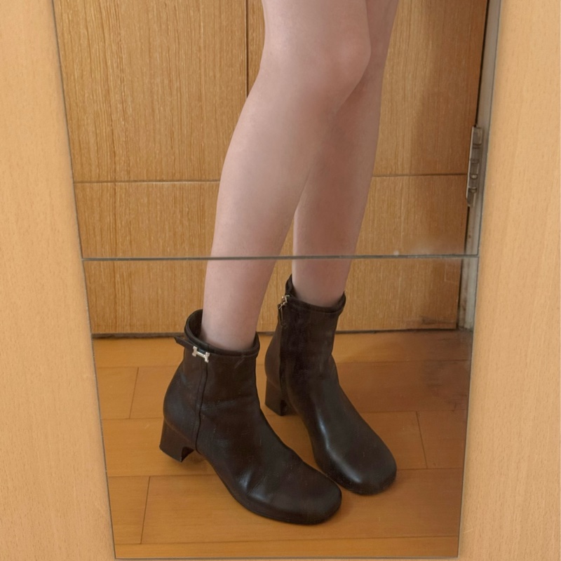 Hermes愛馬仕短靴37 銀釦H logo-0