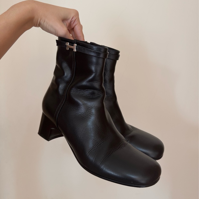 Hermes愛馬仕短靴37 銀釦H logo-1