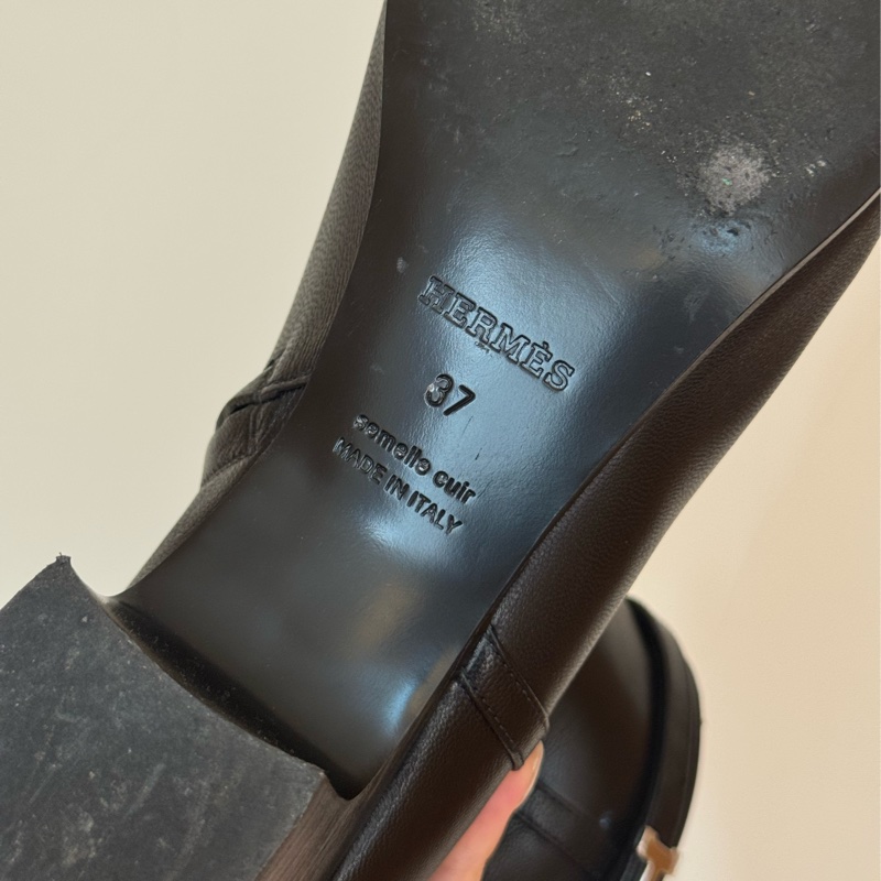 Hermes愛馬仕短靴37 銀釦H logo-4