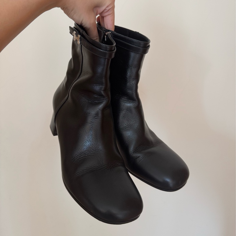 Hermes愛馬仕短靴37 銀釦H logo-5