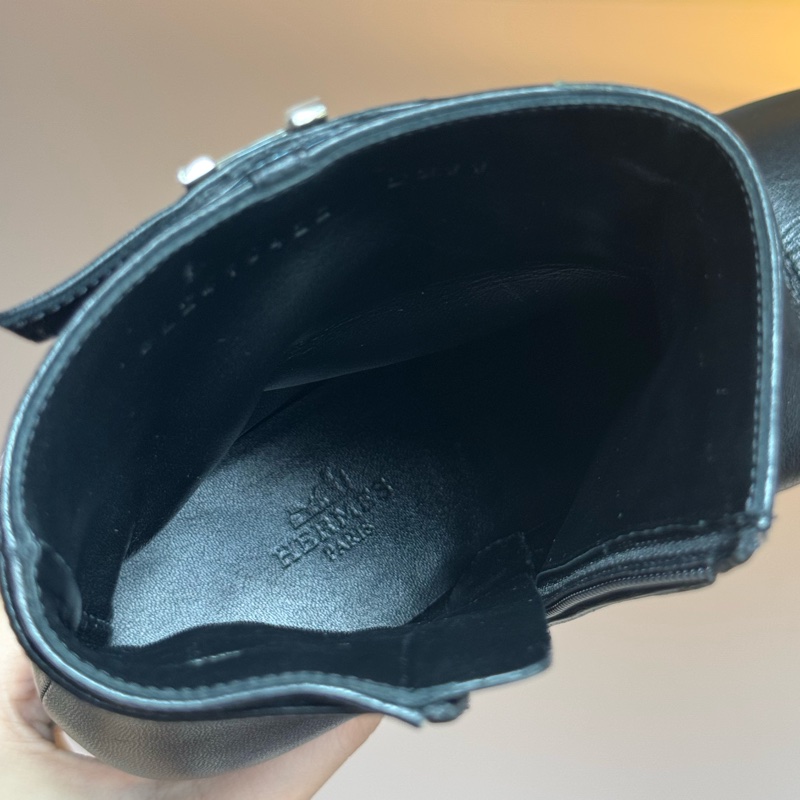 Hermes愛馬仕短靴37 銀釦H logo-6