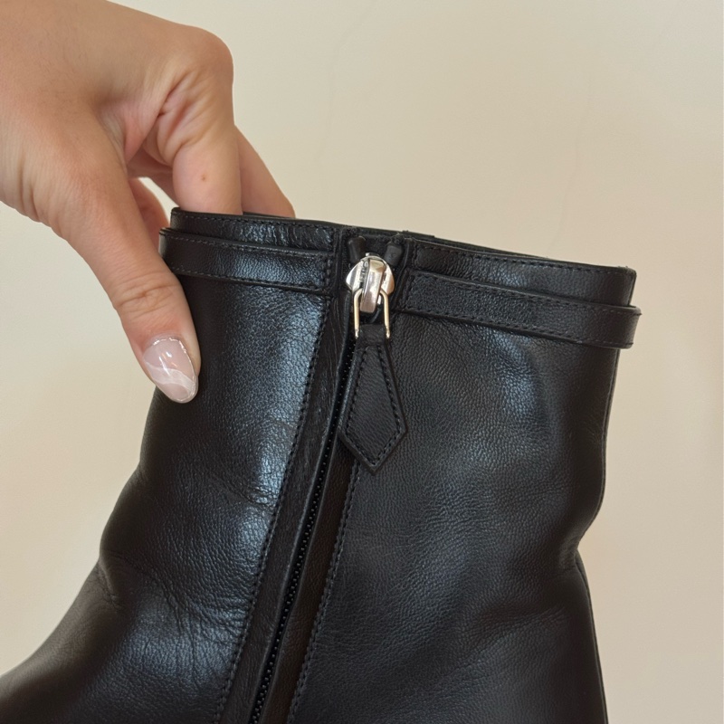 Hermes愛馬仕短靴37 銀釦H logo-7