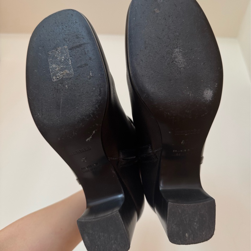 Hermes愛馬仕短靴37 銀釦H logo-10