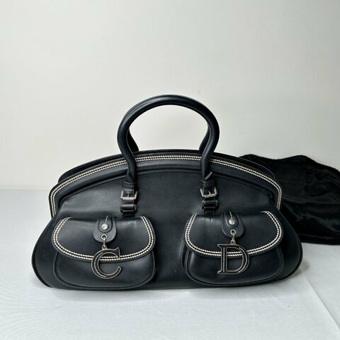 DIOR 黑色皮革偵探包