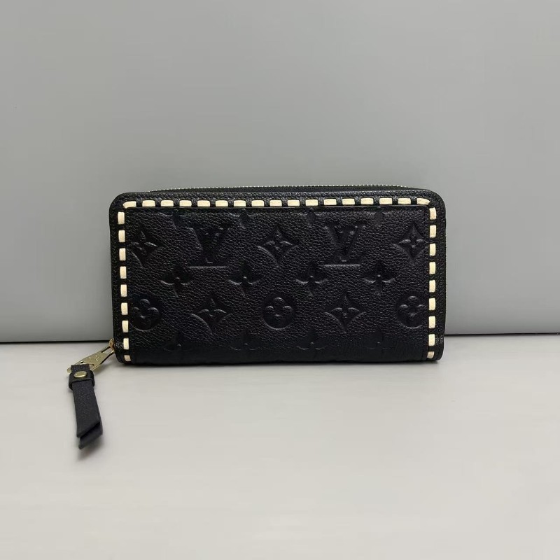 LV路易威登 黑白拼色牛皮壓紋長款錢包 銀包-1