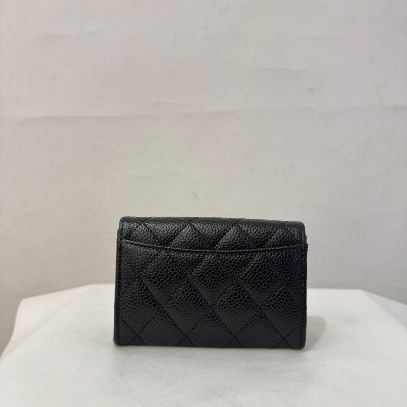 Chanel coco黑荔枝銀釦二折卡夾-2