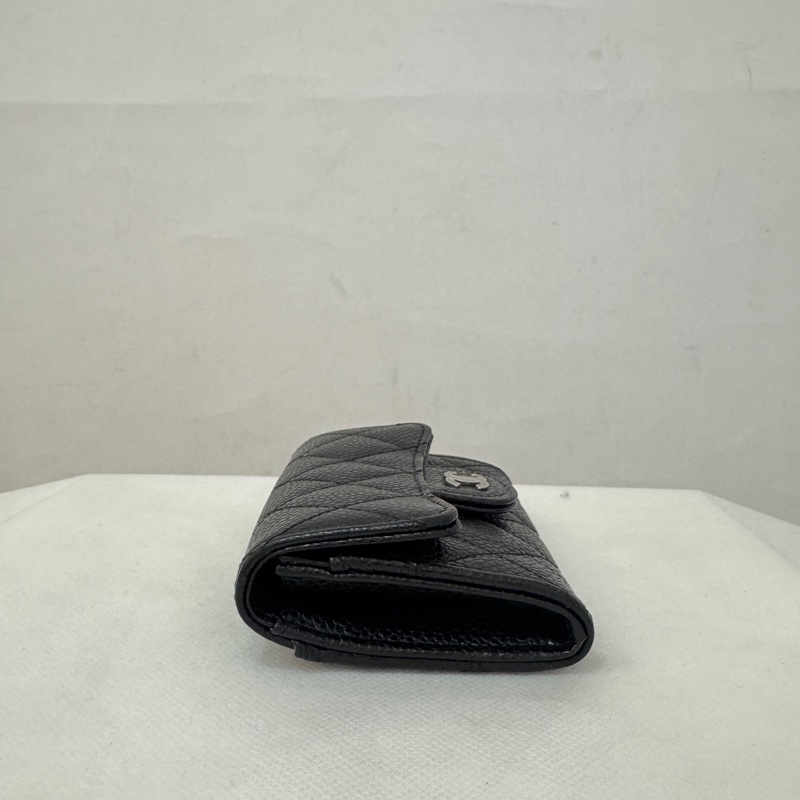 Chanel coco黑荔枝銀釦二折卡夾-3