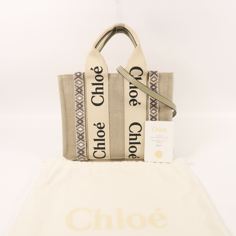 Chloe 帆布Woody Tote Bag Small金扣手挽肩背兩用袋-10