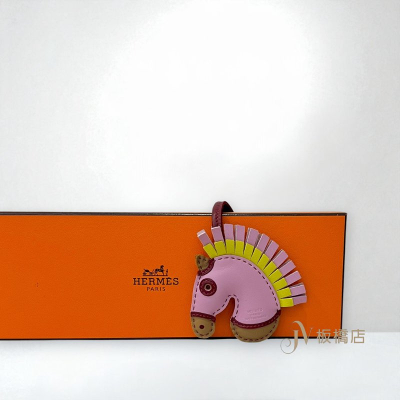 Hermes配件 粉黃棕三拼Geegee Camail Zebra馬頭吊飾-0