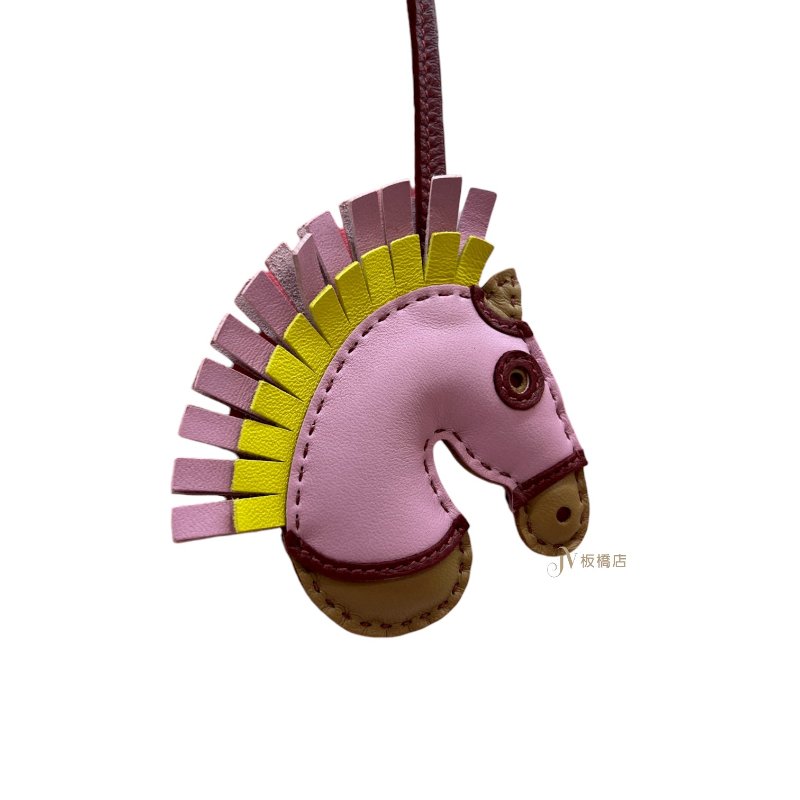 Hermes配件 粉黃棕三拼Geegee Camail Zebra馬頭吊飾-3