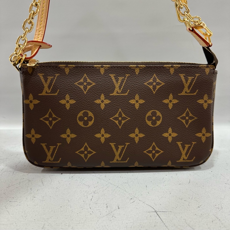 LV M82766 老花金鏈腋下包 麻將包-3
