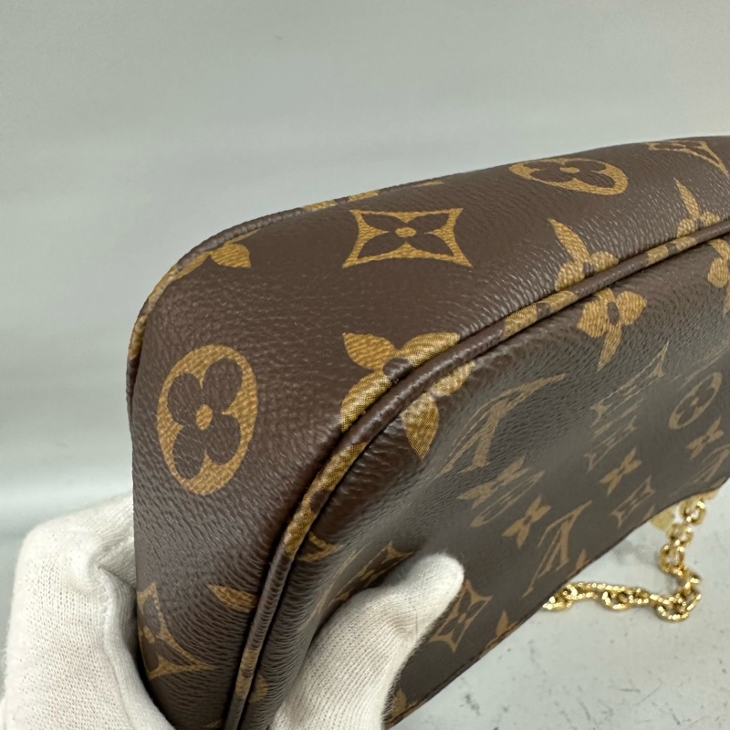 LV M82766 老花金鏈腋下包 麻將包-6