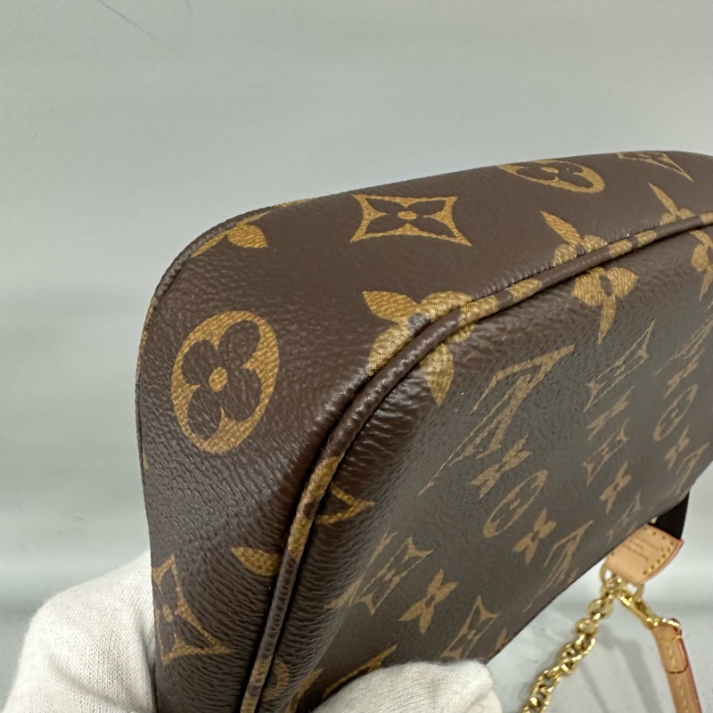 LV M82766 老花金鏈腋下包 麻將包-8
