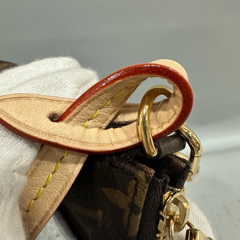 LV M82766 老花金鏈腋下包 麻將包-18