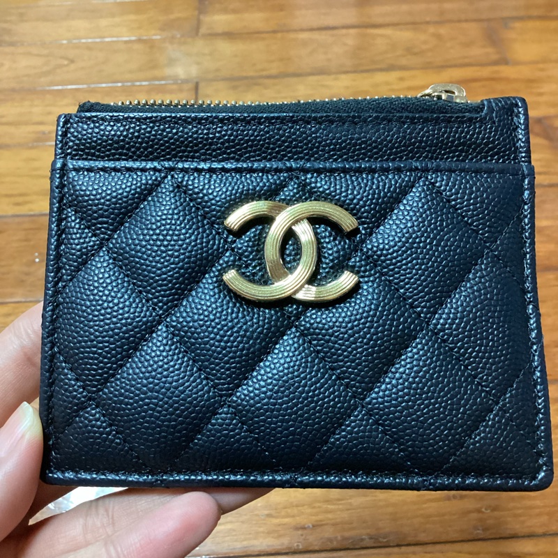 CHANEL經典黑色拉鍊卡包零錢包#晶片款喔~-3