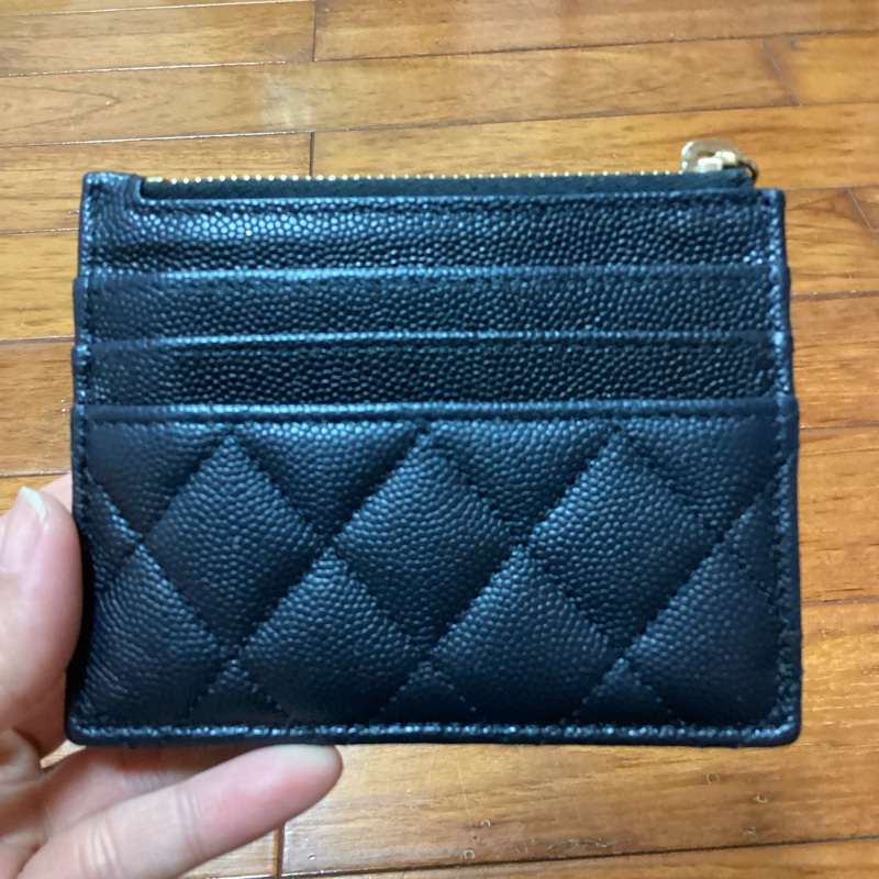 CHANEL經典黑色拉鍊卡包零錢包#晶片款喔~-4