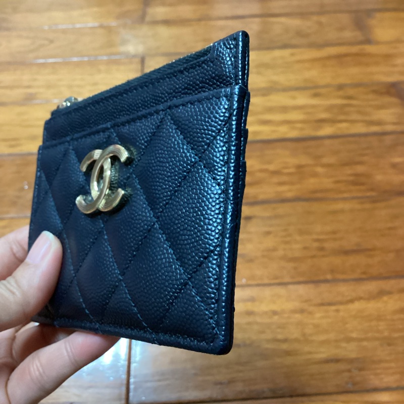 CHANEL經典黑色拉鍊卡包零錢包#晶片款喔~-6