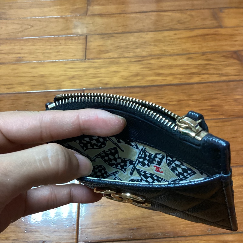 CHANEL經典黑色拉鍊卡包零錢包#晶片款喔~-9
