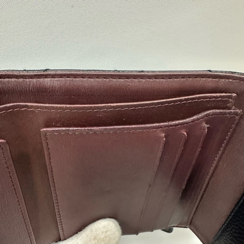 chanel A82288 黑荔枝皮金釦三折短夾-25