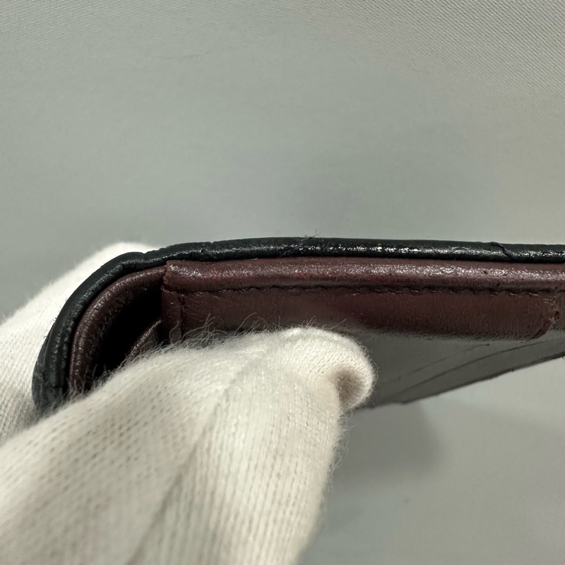 chanel A82288 黑荔枝皮金釦三折短夾-31