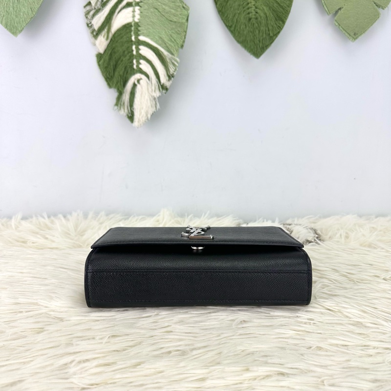 YSL KATE Small Size 黑色銀扣 魚子醬皮鏈條包-5