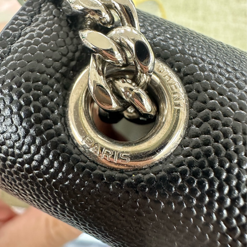 YSL KATE Small Size 黑色銀扣 魚子醬皮鏈條包-9