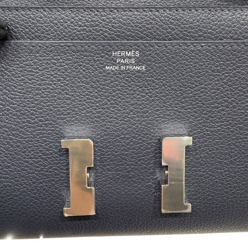 HERMES 愛馬仕 CONSTANCE TOGO 康康TOGO 肩背長夾 EVERCOLOR皮 深藍色 銀扣 Y刻-12