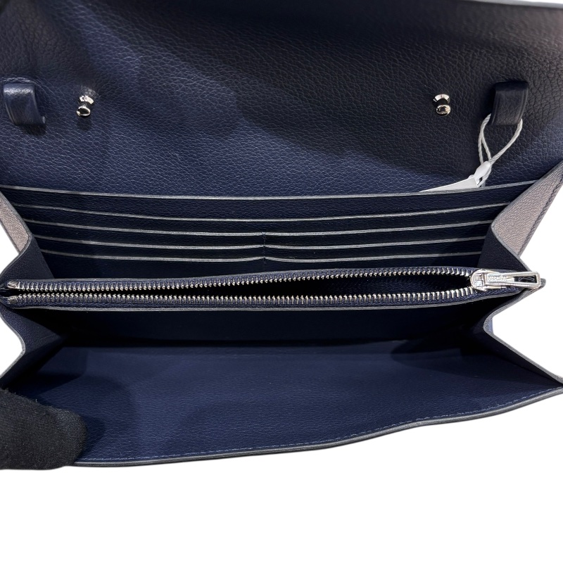 HERMES 愛馬仕 CONSTANCE TOGO 康康TOGO 肩背長夾 EVERCOLOR皮 深藍色 銀扣 Y刻-14