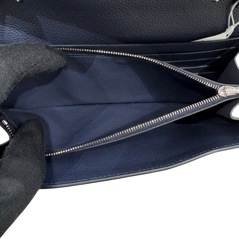 HERMES 愛馬仕 CONSTANCE TOGO 康康TOGO 肩背長夾 EVERCOLOR皮 深藍色 銀扣 Y刻-15