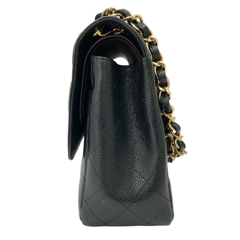 CHANEL 香奈兒 CHANEL CF30 Jumbo 雙翻蓋 荔枝牛皮 肩背包 黑色 金釦-3