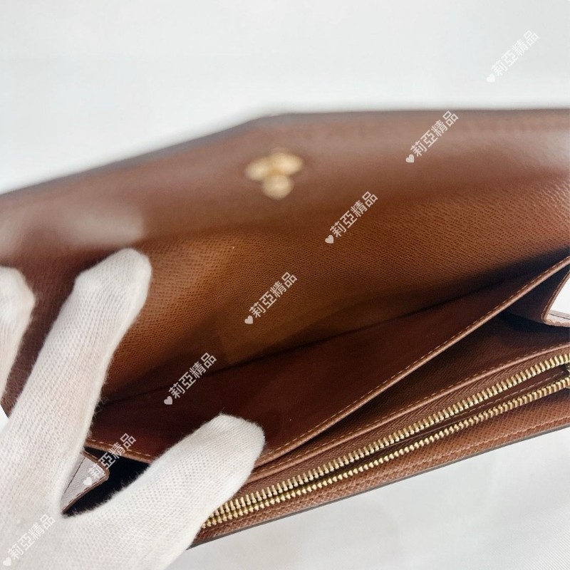莉亞精品♡LV 老花信封長夾 咖內裡 近新閒置-9