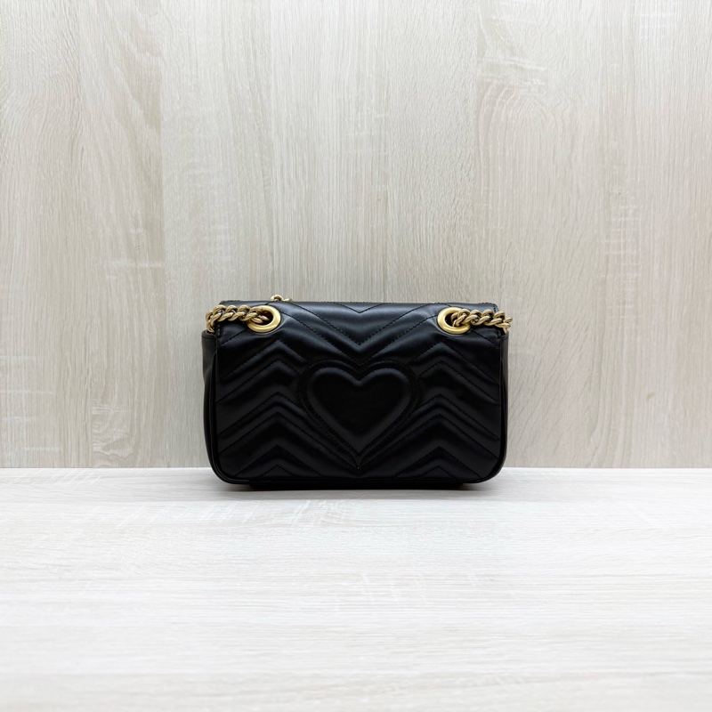 GUCCI黑色牛皮金釦馬夢22下蓋包446744-1