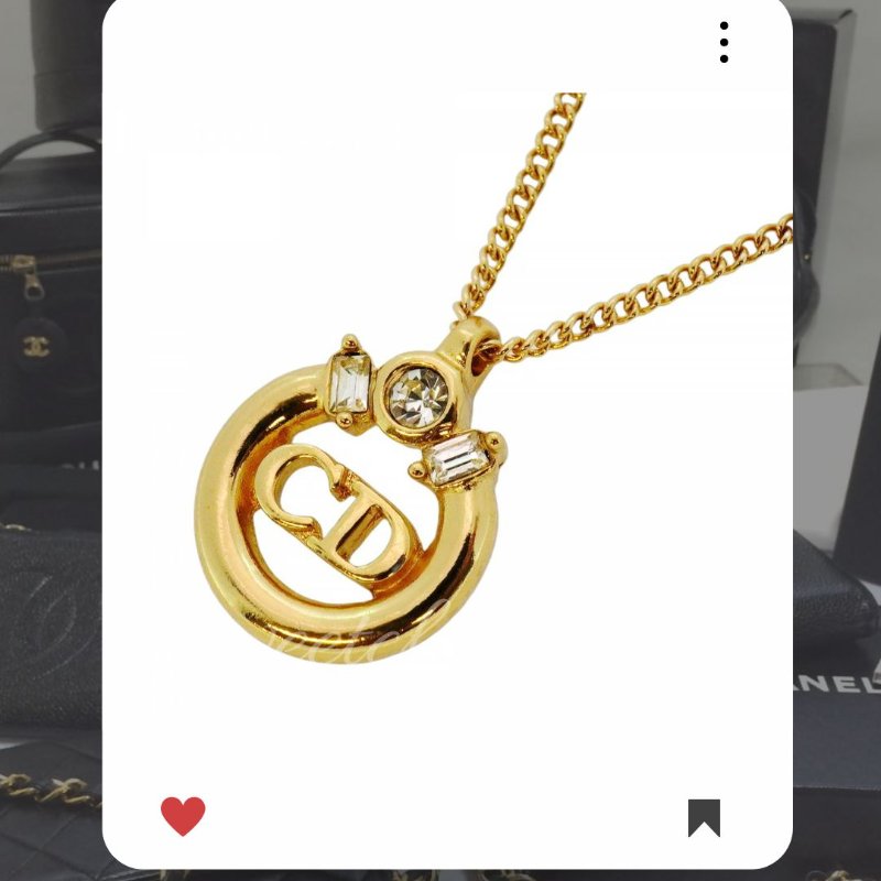 💖9月新品上架 🔥甜價 限時折扣 💖 ✨ChristianDior CD 圓形閃鑽 Logo necklace DIOR 金色水鑽頸鏈 經典DIOR 頸項款-4