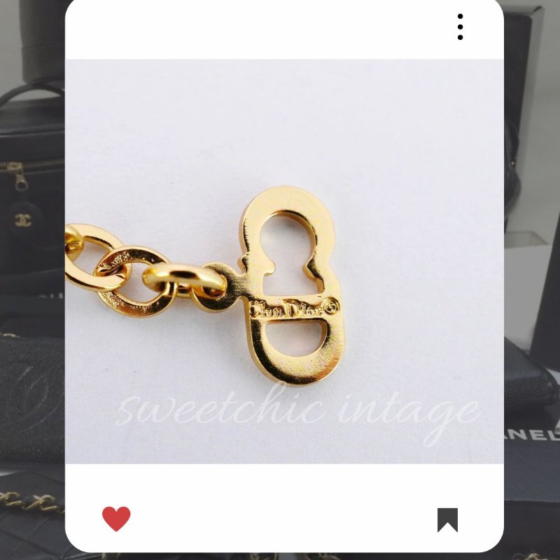 💖9月新品上架 🔥甜價 限時折扣 💖 ✨ChristianDior CD 圓形閃鑽 Logo necklace DIOR 金色水鑽頸鏈 經典DIOR 頸項款-5