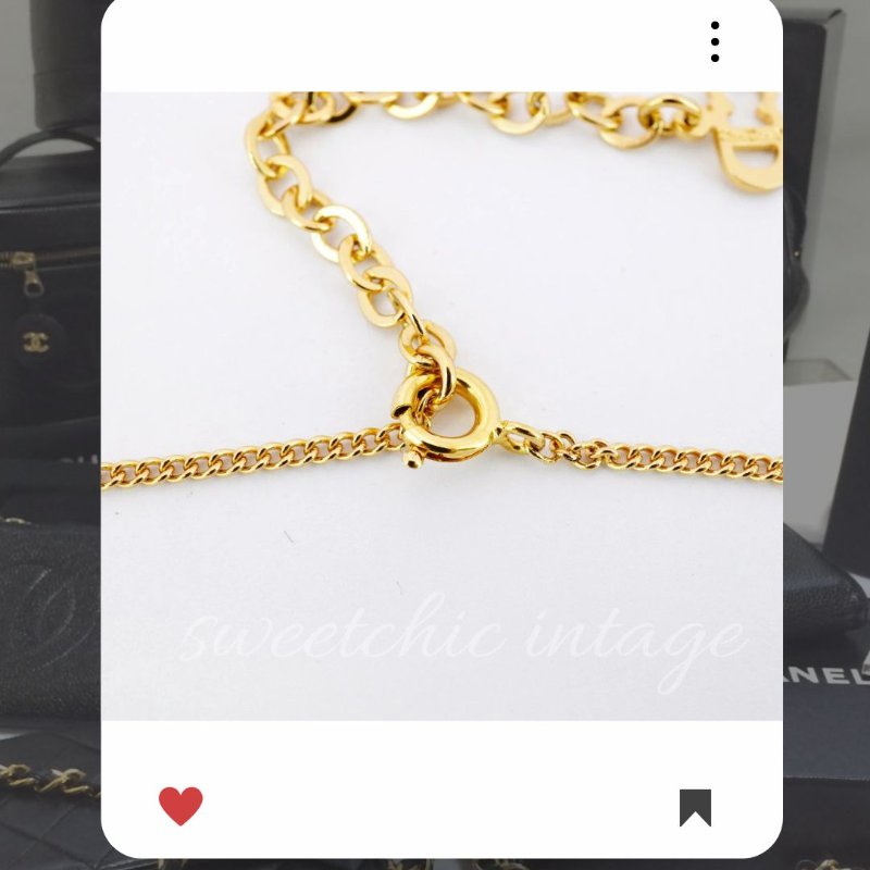 💖9月新品上架 🔥甜價 限時折扣 💖 ✨ChristianDior CD 圓形閃鑽 Logo necklace DIOR 金色水鑽頸鏈 經典DIOR 頸項款-6