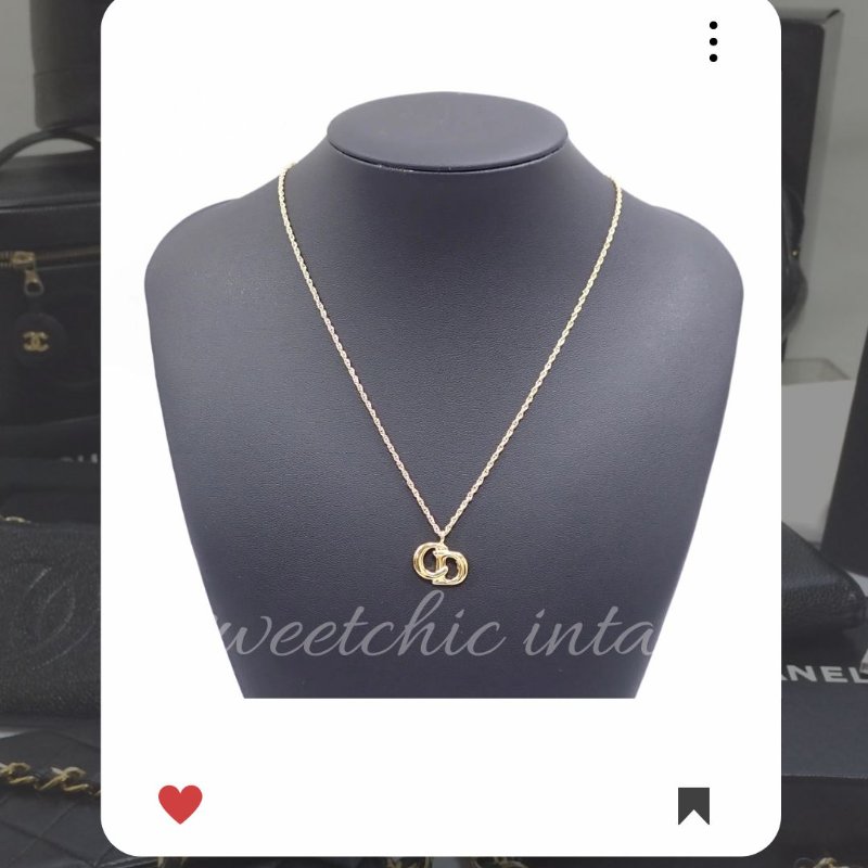 💖9月新品上架 🔥甜價 限時折扣 💖 ✨ChristianDior CD Logo necklace DIOR 金色頸鏈 經典DIOR 頸項款-4