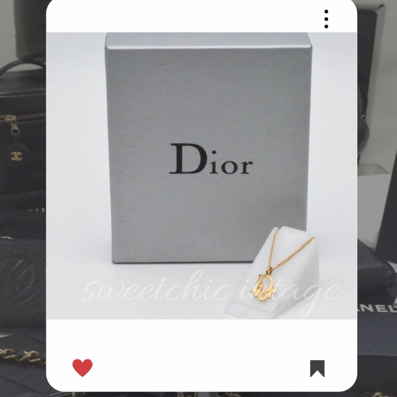 💖9月新品上架 🔥甜價 限時折扣 💖 ✨ChristianDior CD  Logo necklace DIOR 金色水鑽頸鏈 經典DIOR 頸項款-1