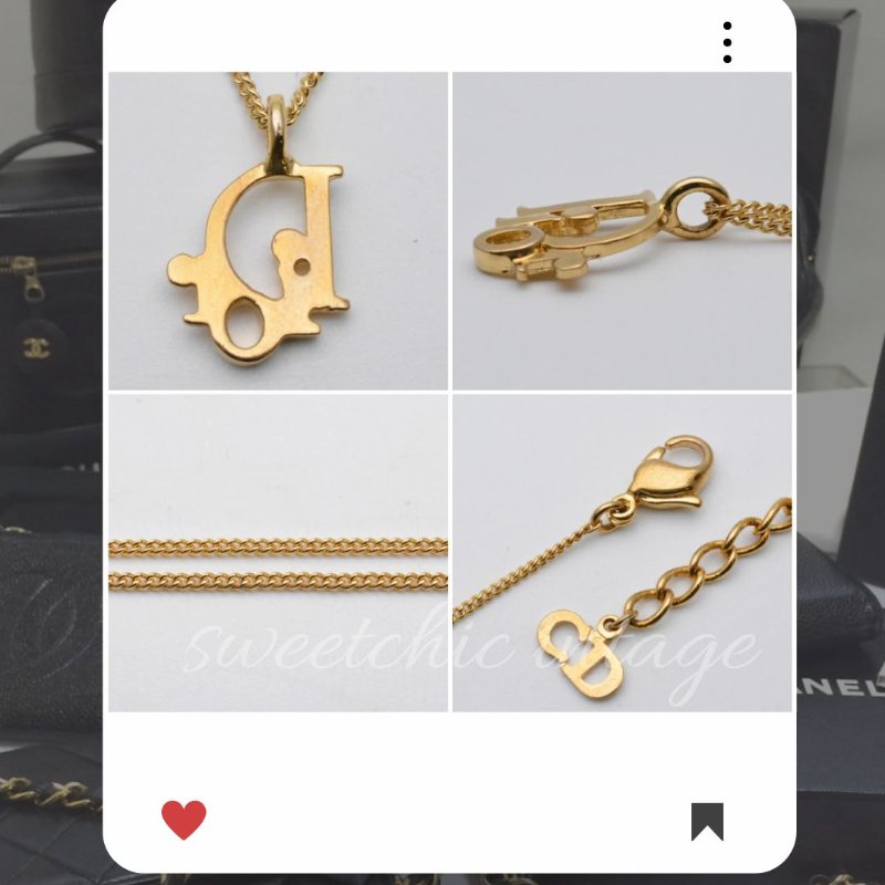 💖9月新品上架 🔥甜價 限時折扣 💖 ✨ChristianDior CD  Logo necklace DIOR 金色水鑽頸鏈 經典DIOR 頸項款-5